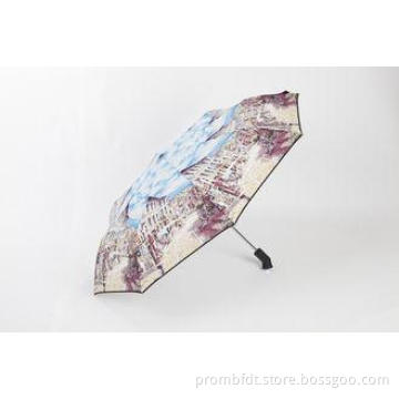 Custom Blue LED Lighted Umbrella Auto Open UV Protection Fo